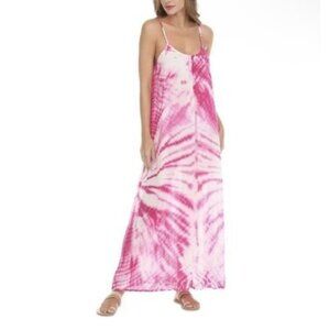 Raviya Women's Pink Swim Cover Up Tie-Dye Maxi Dress Size L NWT